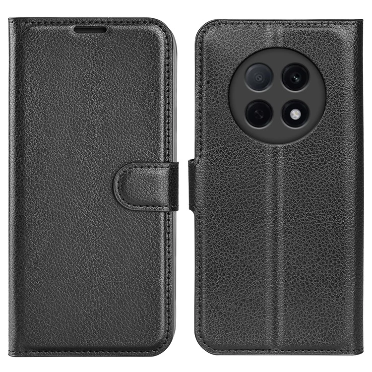 Für Oppo F29 Pro 5G Hülle Litschi-Textur Stoßfeste Leder-Brieftasche Handyhülle - Schwarz