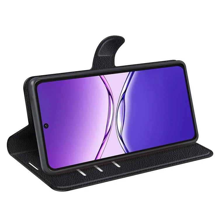 Für Oppo F29 Pro 5G Hülle Litschi-Textur Stoßfeste Leder-Brieftasche Handyhülle - Schwarz