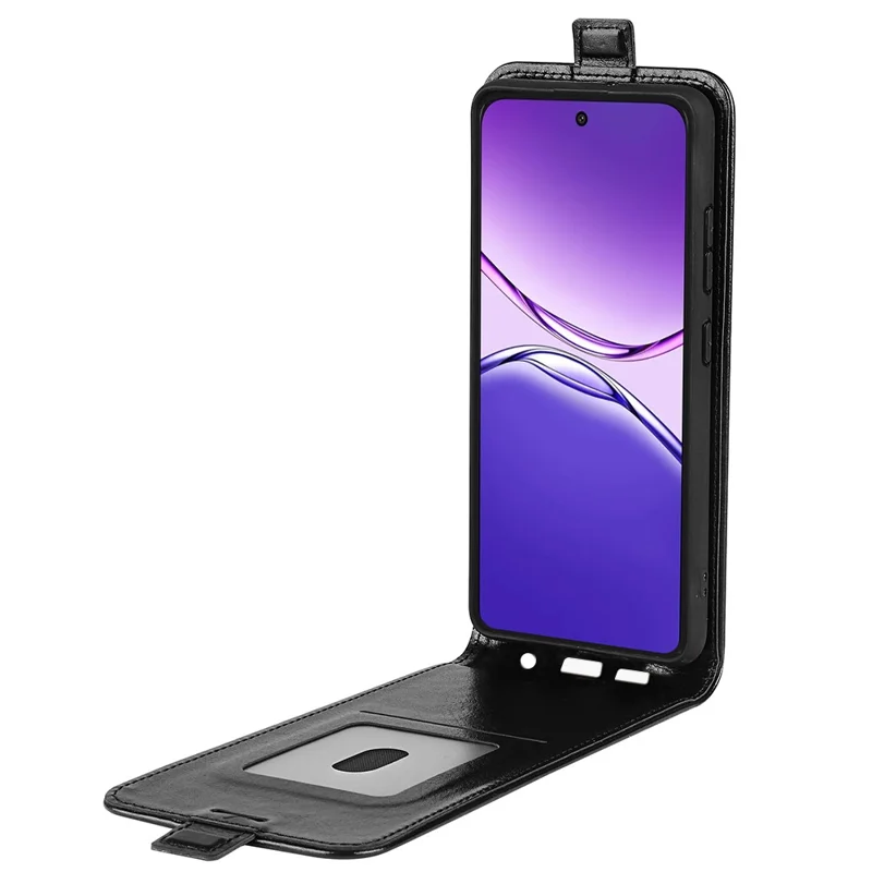 Oppo F29 Pro 5G-hoes met kaartsleuven, verticaal klaphoesje van leder - Zwart