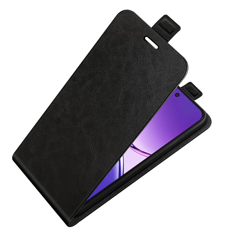 Oppo F29 Pro 5G-hoes met kaartsleuven, verticaal klaphoesje van leder - Zwart