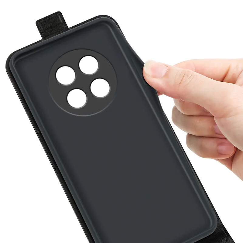 Oppo F29 Pro 5G-hoes met kaartsleuven, verticaal klaphoesje van leder - Zwart