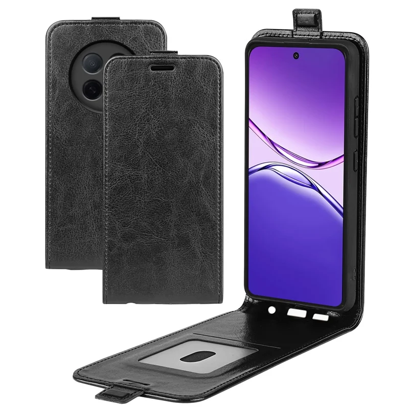 Oppo F29 Pro 5G-hoes met kaartsleuven, verticaal klaphoesje van leder - Zwart