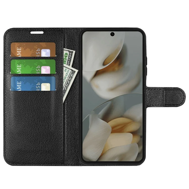 For Google Pixel 10 Pro XL Case Litchi Texture Shockproof Leather Wallet Phone Cover - Black
