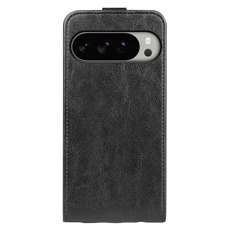 Capa para Google Pixel 10 Pro XL com Slots para Cartões Flip Vertical de Couro - Preto