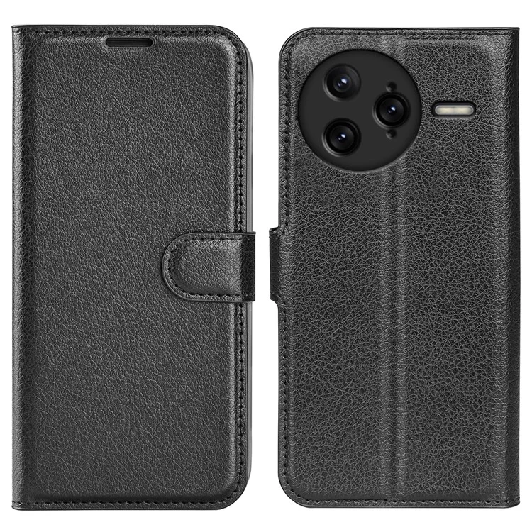 Für Xiaomi Redmi K80 Pro 5G Hülle Litchi Textur stoßfeste Leder Brieftasche Handyhülle - Schwarz