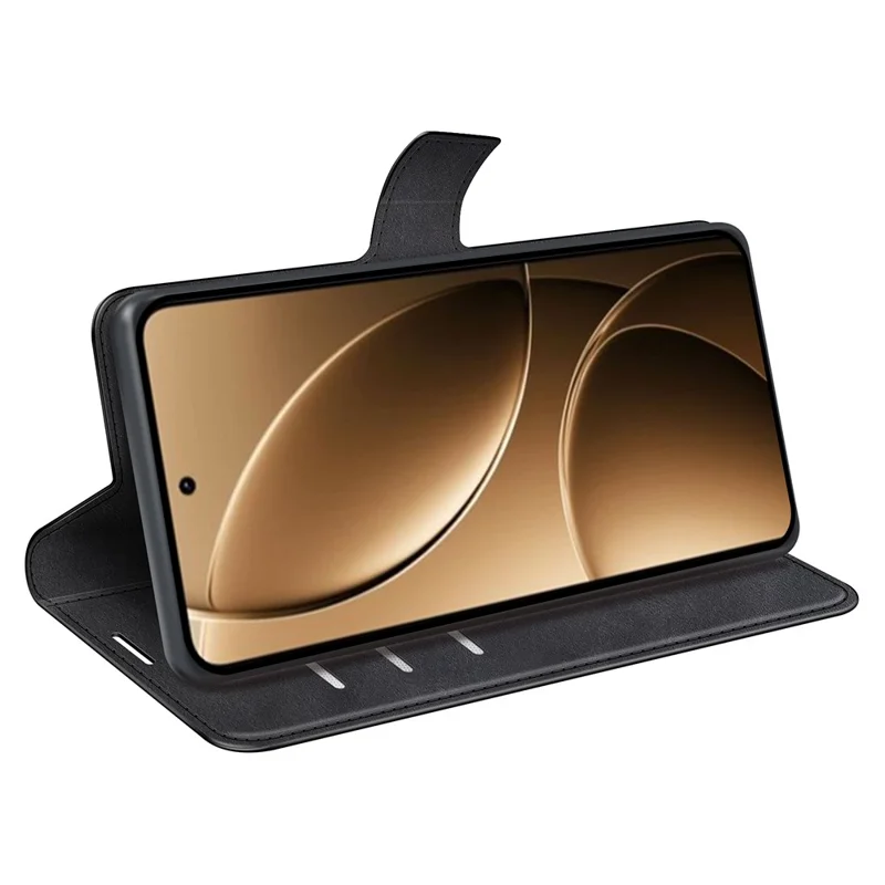 For Xiaomi Redmi K80 Pro 5G Stand Case Anti-Scratch Calf Texture Leather Phone Cover - Black