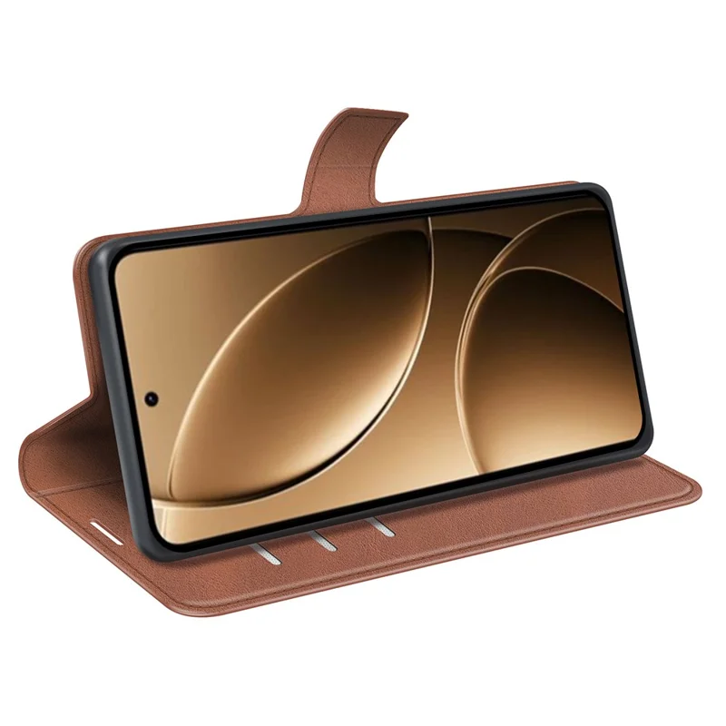 For Xiaomi Redmi K80 Pro 5G Stand Case Anti-Scratch Calf Texture Leather Phone Cover - Light Brown