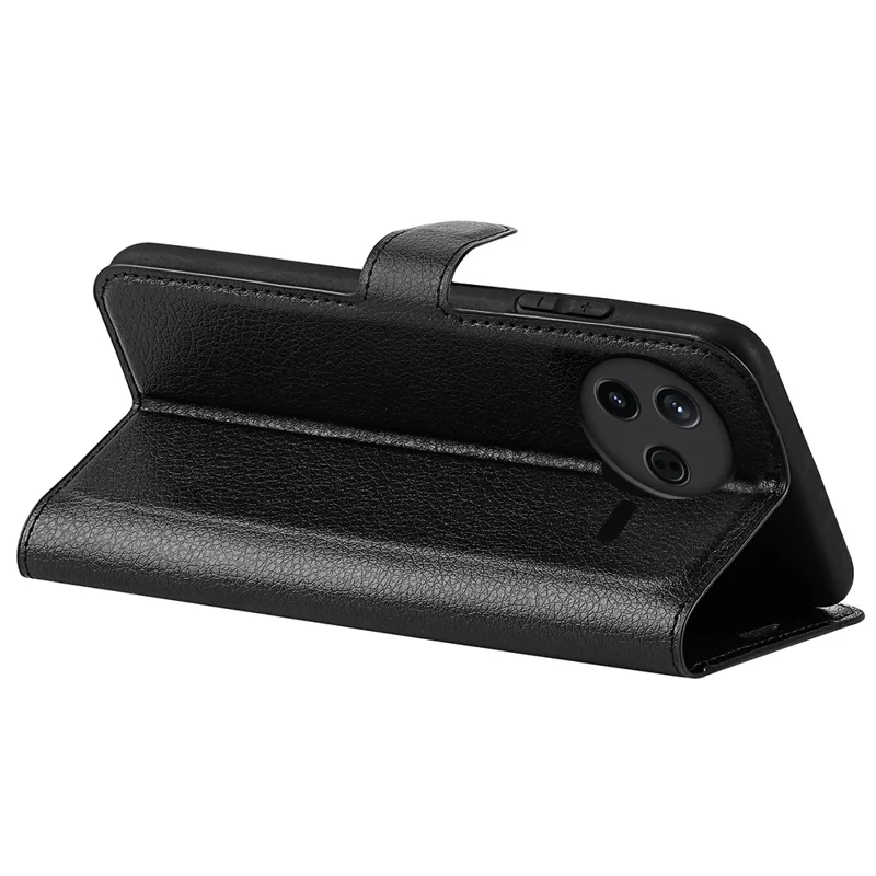 Pour Xiaomi Redmi K80 5G Étui en Cuir Texturé Anti-Choc Portefeuille - Noir