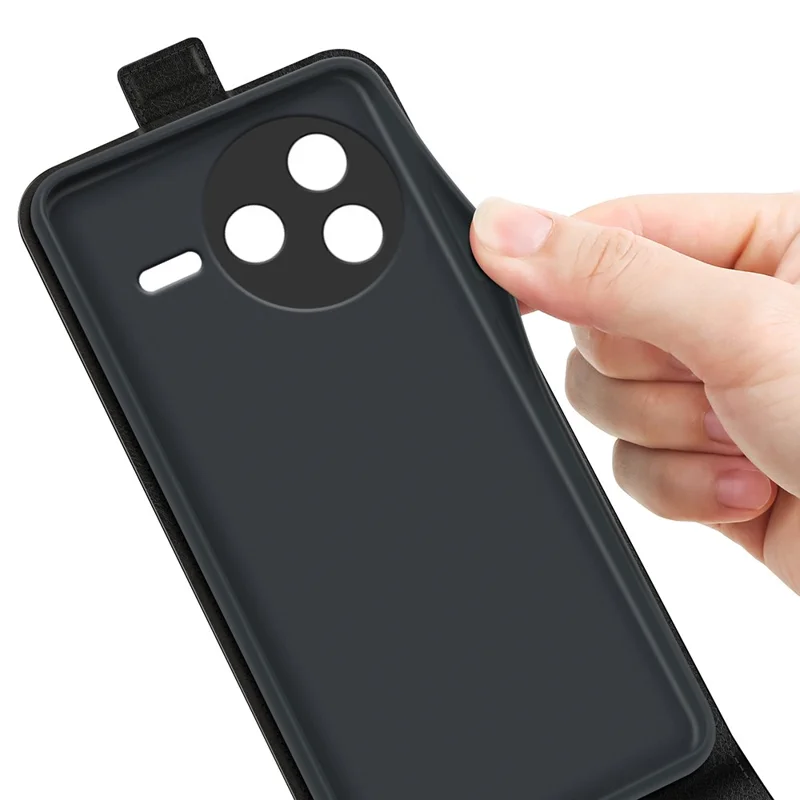 Etui do Xiaomi Redmi K80 5G z kieszeniami na karty, pionowe odchylane etui skórzane - Czarny