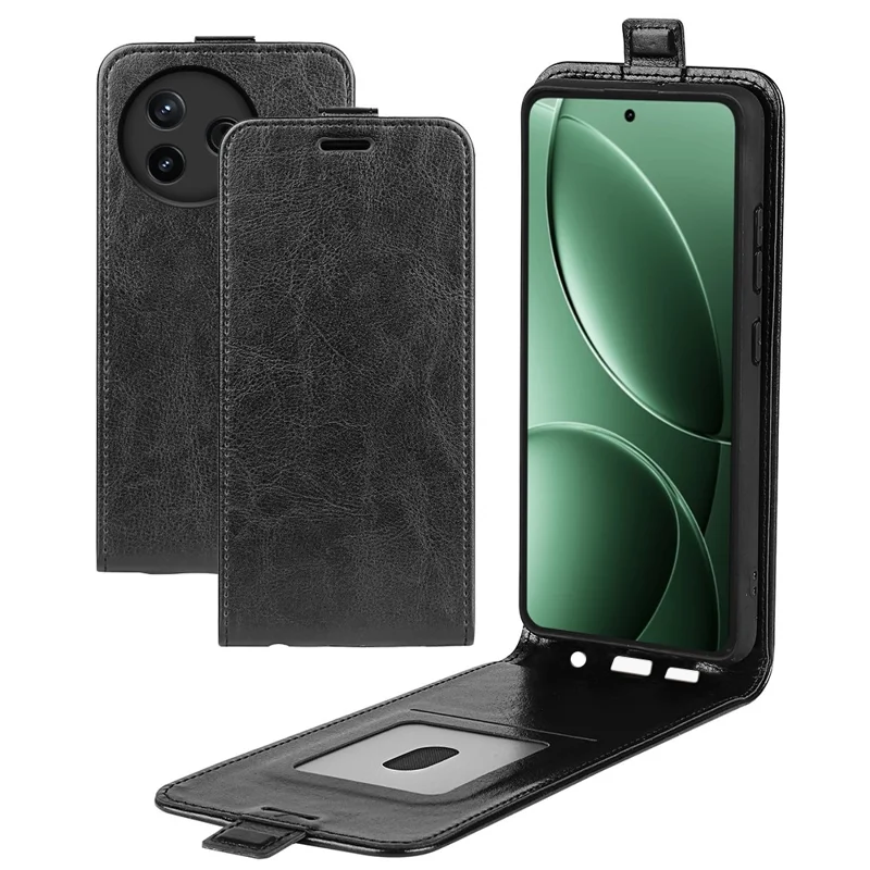 Etui do Xiaomi Redmi K80 5G z kieszeniami na karty, pionowe odchylane etui skórzane - Czarny