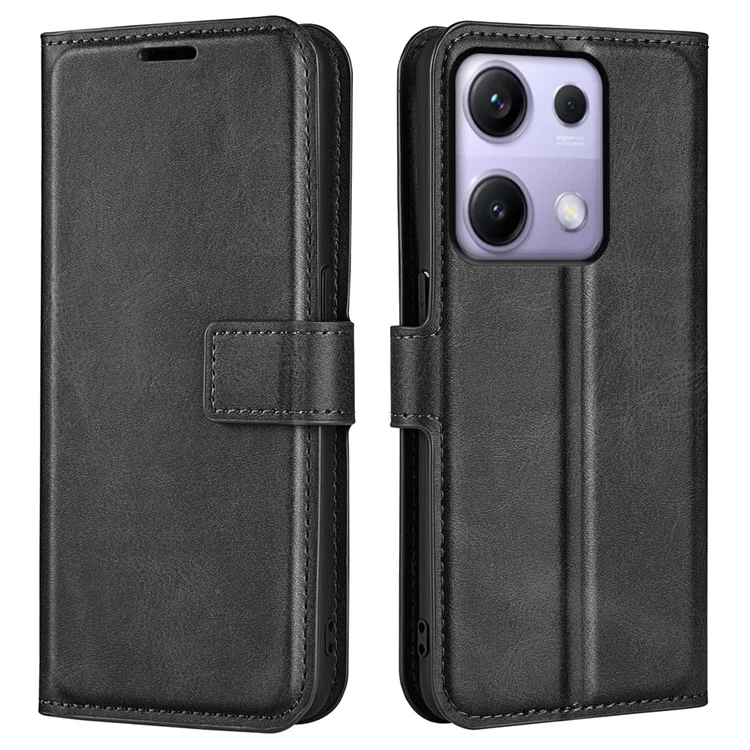 Funda Xiaomi Redmi Note 14S 4G con Soporte Tipo Cuero de Ternera Antiarañazos - Negro