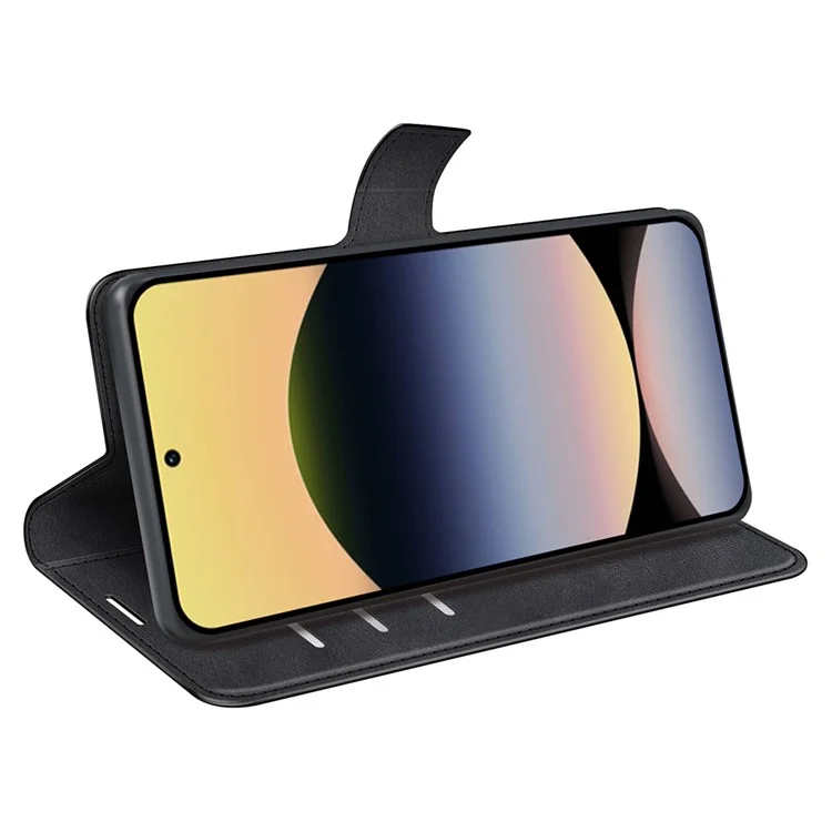 Funda Xiaomi Redmi Note 14S 4G con Soporte Tipo Cuero de Ternera Antiarañazos - Negro
