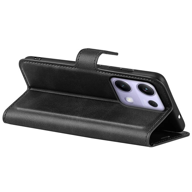 Funda Xiaomi Redmi Note 14S 4G con Soporte Tipo Cuero de Ternera Antiarañazos - Negro