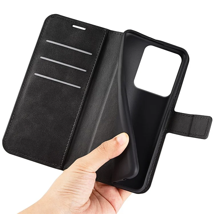 Funda Xiaomi Redmi Note 14S 4G con Soporte Tipo Cuero de Ternera Antiarañazos - Negro