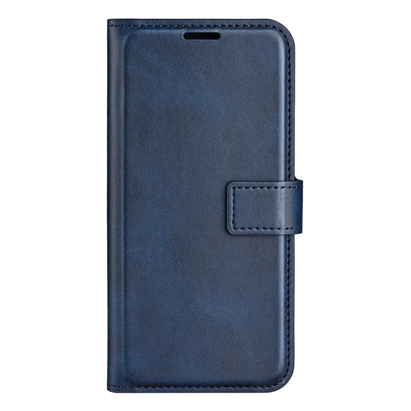 For Xiaomi Redmi Note 14S 4G Stand Case Anti-Scratch Calf Texture Leather Phone Cover - Blue