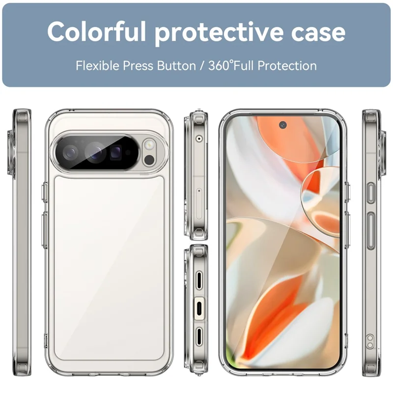 WANLONFENG Série MF pour Google Pixel 10 Pro XL Étui Coque de téléphone en TPU acrylique transparente avec film en verre trempé