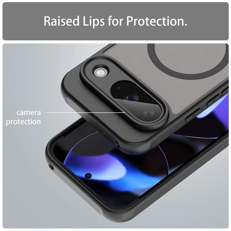 Compra a granel para funda de Google Pixel 9 compatible con MagSafe, antigolpes, de PC + TPU - Negro