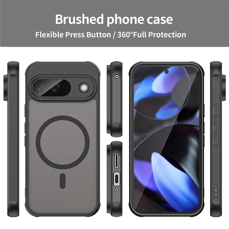 Compra a granel para funda de Google Pixel 9 compatible con MagSafe, antigolpes, de PC + TPU - Negro