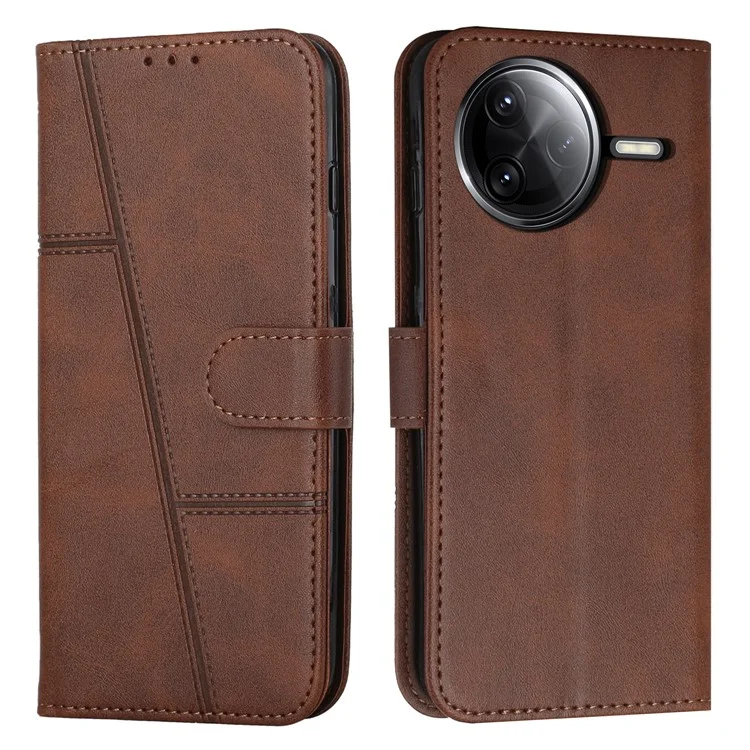 Leather Case for Xiaomi Poco F7 Pro 5G / F7 Ultra 5G / Redmi K80 5G / K80 Pro 5G Stand Protective Phone Cover - Brown