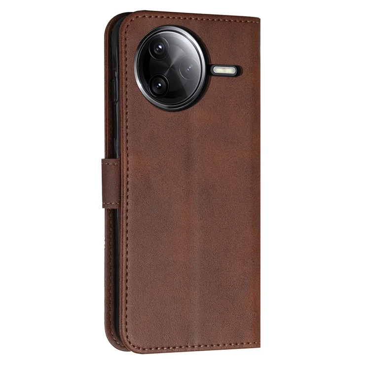 Leather Case for Xiaomi Poco F7 Pro 5G / F7 Ultra 5G / Redmi K80 5G / K80 Pro 5G Stand Protective Phone Cover - Brown