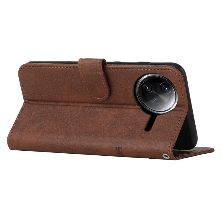 Leather Case for Xiaomi Poco F7 Pro 5G / F7 Ultra 5G / Redmi K80 5G / K80 Pro 5G Stand Protective Phone Cover - Brown