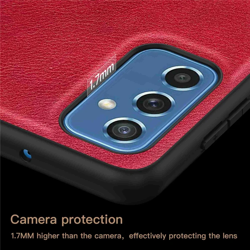 Para Samsung Galaxy M52 5G Proteção de Proteção do Telefone Retro Estilo PU Couro Tpu+tampa do Telefone pc - Vermelho
