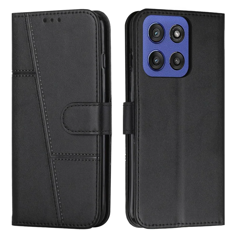 Étui en cuir pour Motorola Edge 60 Fusion 5G / Edge (2025) 5G Support Housse de protection pour téléphone - Noir