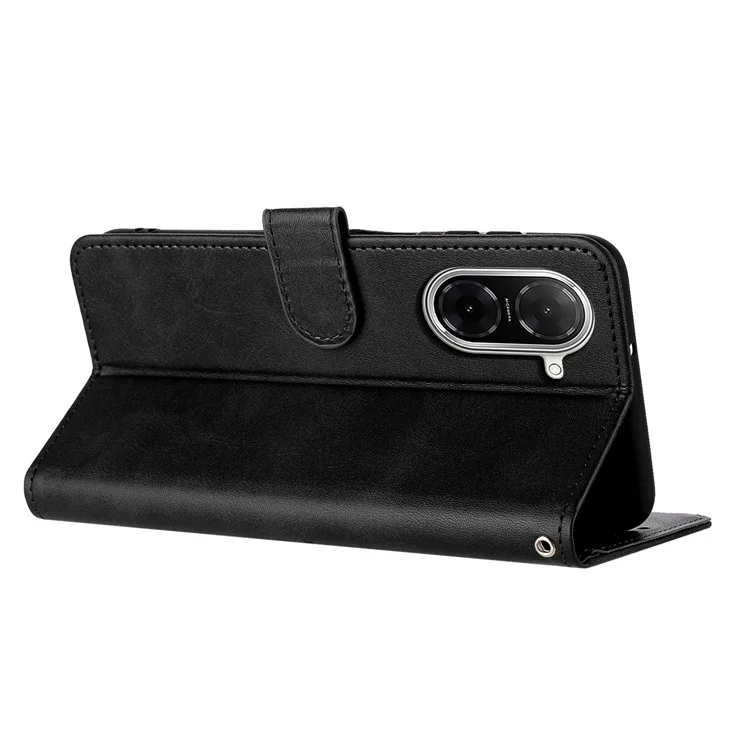 Leather Case for Xiaomi Redmi A5 4G (171.7mm) / Poco C71 4G Stand Wallet Phone Cover Calf Texture - Black