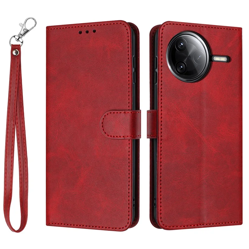 Leather Case for Xiaomi Poco F7 Pro 5G / F7 Ultra 5G / K80 5G / K80 Pro 5G Stand Wallet Phone Cover Calf Texture - Red