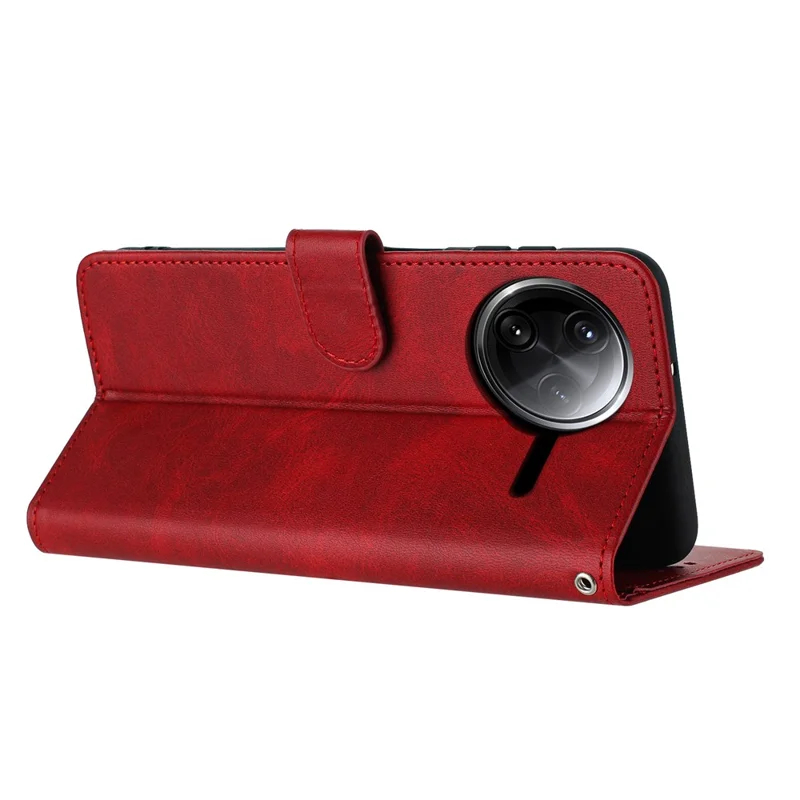 Leather Case for Xiaomi Poco F7 Pro 5G / F7 Ultra 5G / K80 5G / K80 Pro 5G Stand Wallet Phone Cover Calf Texture - Red
