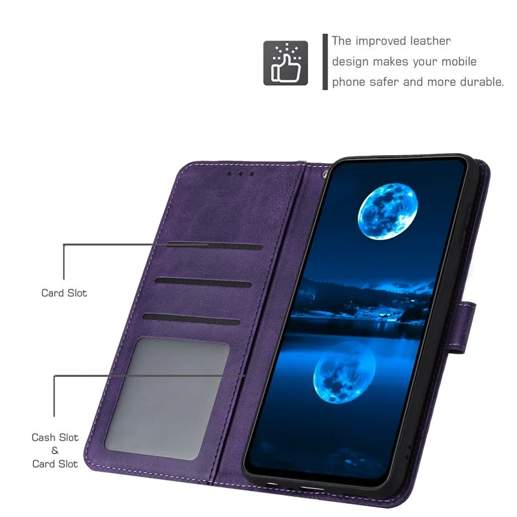Lederhülle für TECNO Spark 30C 5G / Pop 9 5G Ständer Brieftasche Handyhülle mit Kalbsleder-Textur - Lila