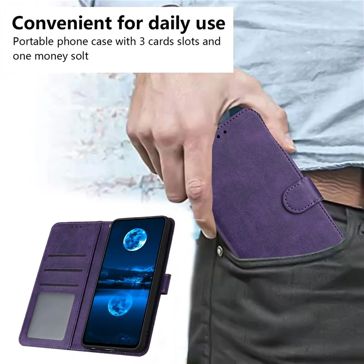 Lederhülle für TECNO Spark 30C 5G / Pop 9 5G Ständer Brieftasche Handyhülle mit Kalbsleder-Textur - Lila