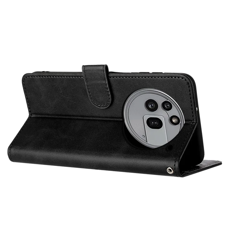 Custodia in pelle per Nothing Phone (3a) Pro Stand Wallet Cover per telefono Texture vitello - Nero