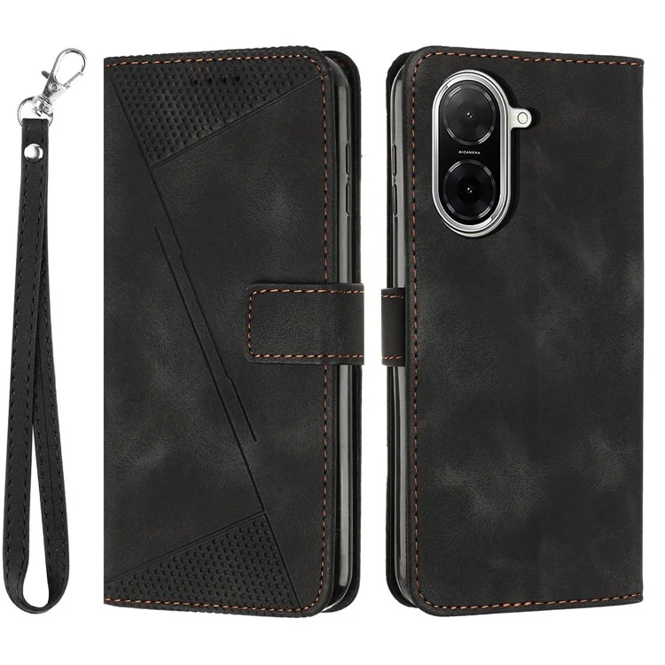 Étui en cuir pour Xiaomi Redmi A5 4G (171,7 mm) / Poco C71 4G Housse de téléphone imprimée Triangle - Noir