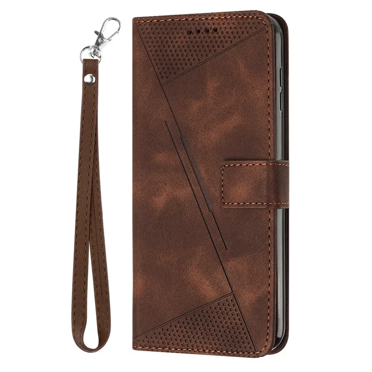 Leather Case for Xiaomi Poco F7 Pro 5G / F7 Ultra 5G / K80 5G / K80 Pro 5G Imprinted Triangle Phone Cover - Brown