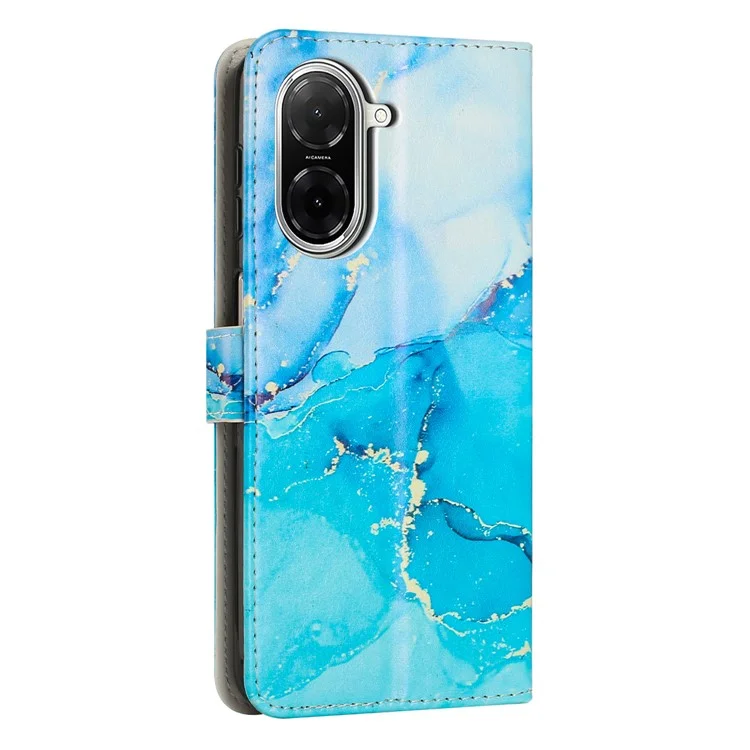 Stand Case for Xiaomi Redmi A5 4G (171.7mm) / Poco C71 4G Marble Pattern PU Leather Wallet Phone Cover - Blue  /  Green