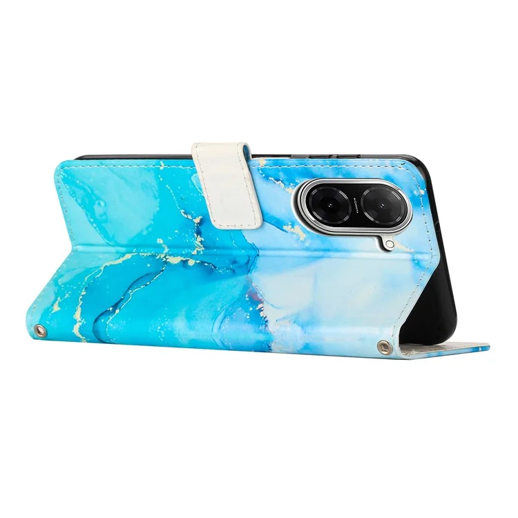 Stand Case for Xiaomi Redmi A5 4G (171.7mm) / Poco C71 4G Marble Pattern PU Leather Wallet Phone Cover - Blue  /  Green
