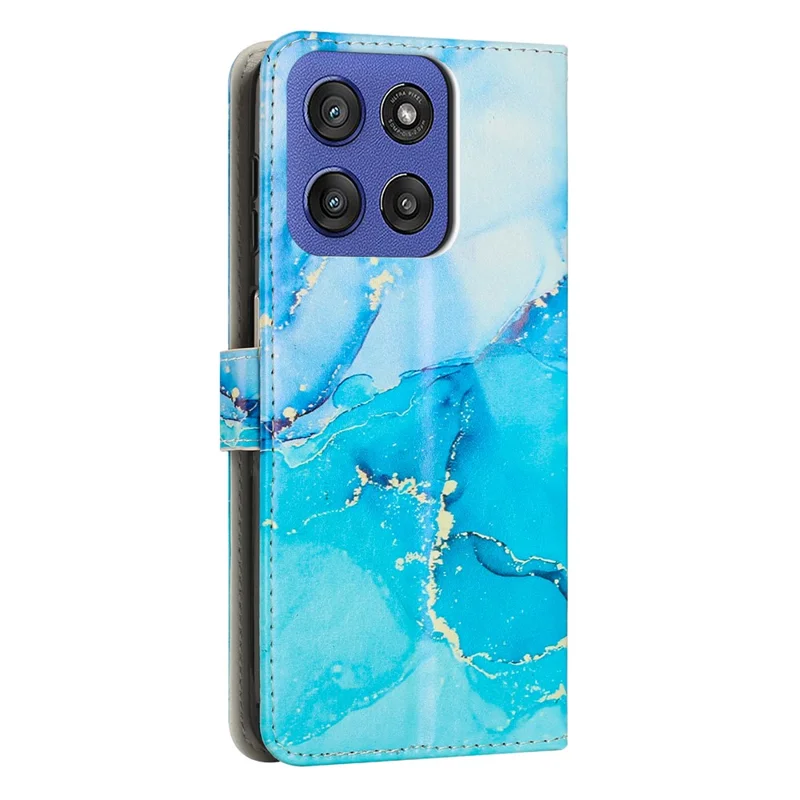 Stand Case for Motorola Edge 60 5G / 60 Fusion 5G / Edge (2025) 5G Marble Pattern PU Leather Wallet Phone Cover - Blue  /  Green