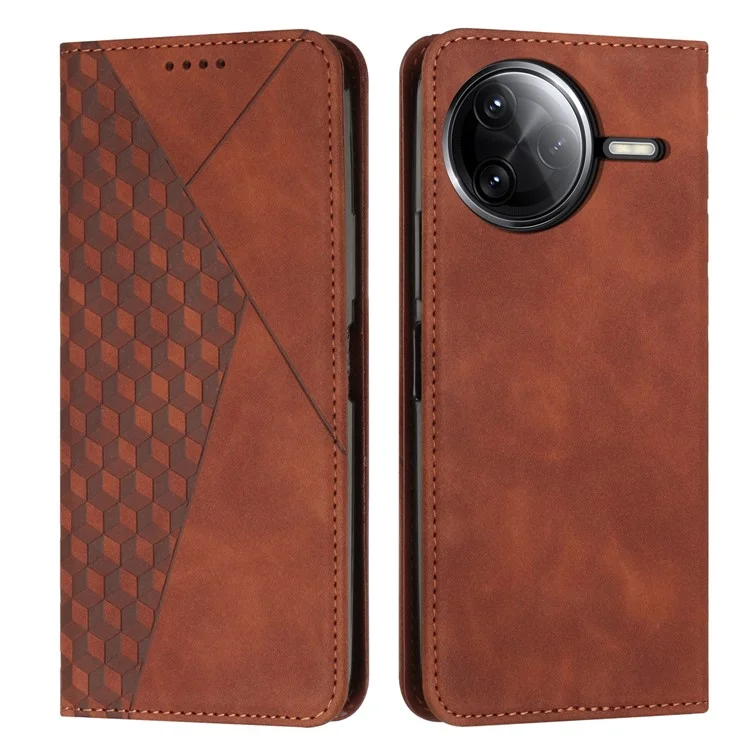 Wallet Hülle für Xiaomi Poco F7 Pro 5G / F7 Ultra 5G / K80 5G / K80 Pro 5G Leder Handyhülle mit geprägtem Muster - Braun