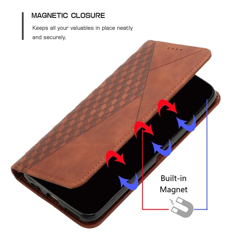 Wallet Hülle für Xiaomi Poco F7 Pro 5G / F7 Ultra 5G / K80 5G / K80 Pro 5G Leder Handyhülle mit geprägtem Muster - Braun