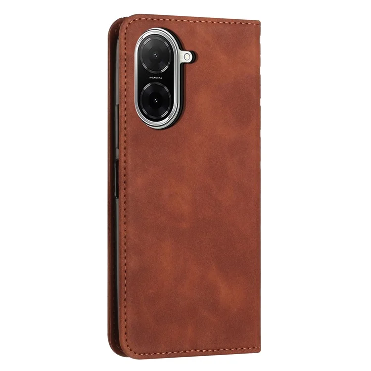 Étui portefeuille pour Xiaomi Redmi A5 4G (171,7 mm) / Poco C71 4G en cuir avec motif imprimé - Marron