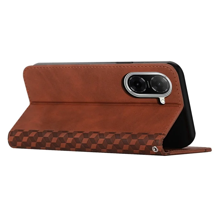 Étui portefeuille pour Xiaomi Redmi A5 4G (171,7 mm) / Poco C71 4G en cuir avec motif imprimé - Marron