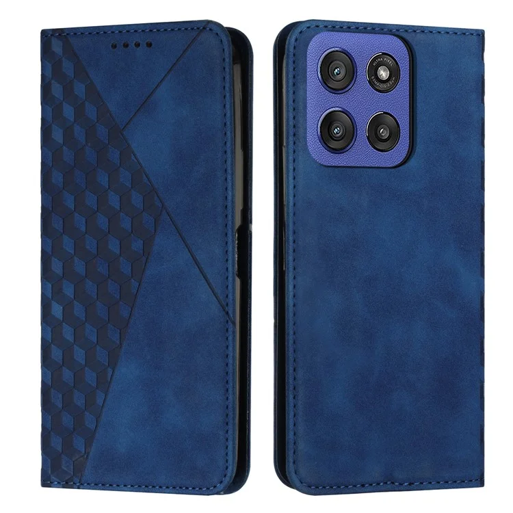 Funda tipo cartera para Motorola Edge 60 Fusion 5G / Edge (2025) 5G con cubierta de cuero estampado - Azul Zafiro