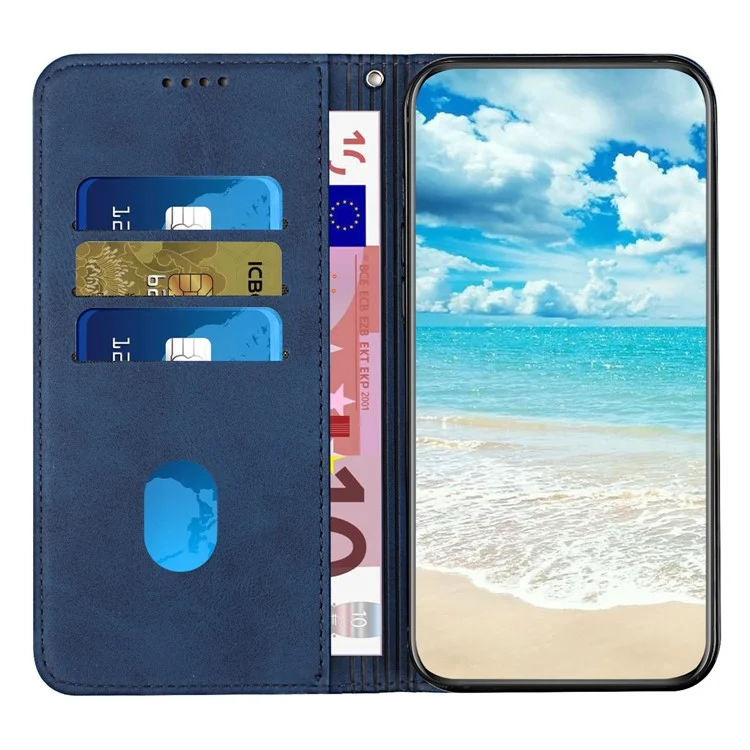Funda tipo cartera para Motorola Edge 60 Fusion 5G / Edge (2025) 5G con cubierta de cuero estampado - Azul Zafiro