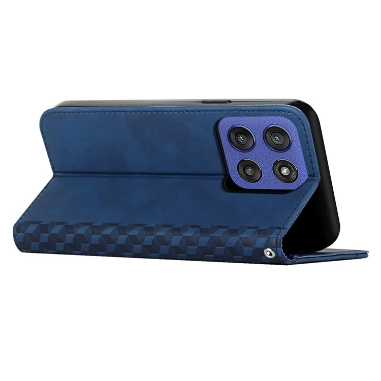 Funda tipo cartera para Motorola Edge 60 Fusion 5G / Edge (2025) 5G con cubierta de cuero estampado - Azul Zafiro