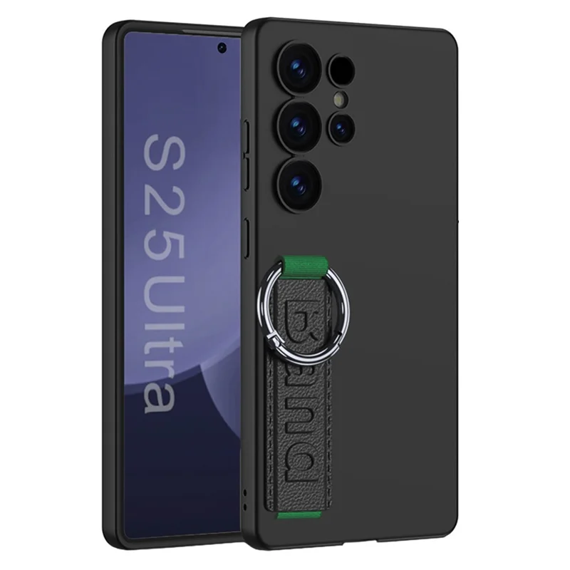 GKK For Samsung Galaxy S25 Ultra Case with Silicone Hand Band Hard PC Phone Back Cover - Black