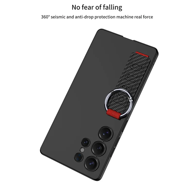 GKK For Samsung Galaxy S25 Ultra Case with Silicone Hand Band Hard PC Phone Back Cover - Black