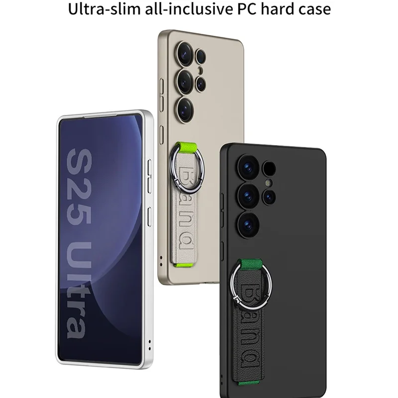 GKK For Samsung Galaxy S25 Ultra Case with Silicone Hand Band Hard PC Phone Back Cover - Black