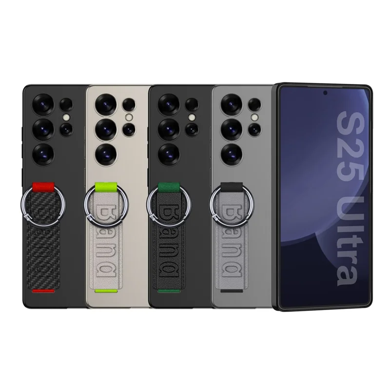 GKK For Samsung Galaxy S25 Ultra Case with Silicone Hand Band Hard PC Phone Back Cover - Black