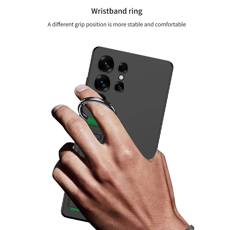 GKK For Samsung Galaxy S25 Ultra Case with Silicone Hand Band Hard PC Phone Back Cover - Black